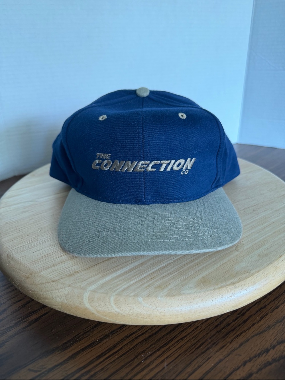 Vintage The Connection Co Snapback Hat Cameo Navy Gray Embroidered Logo Cap